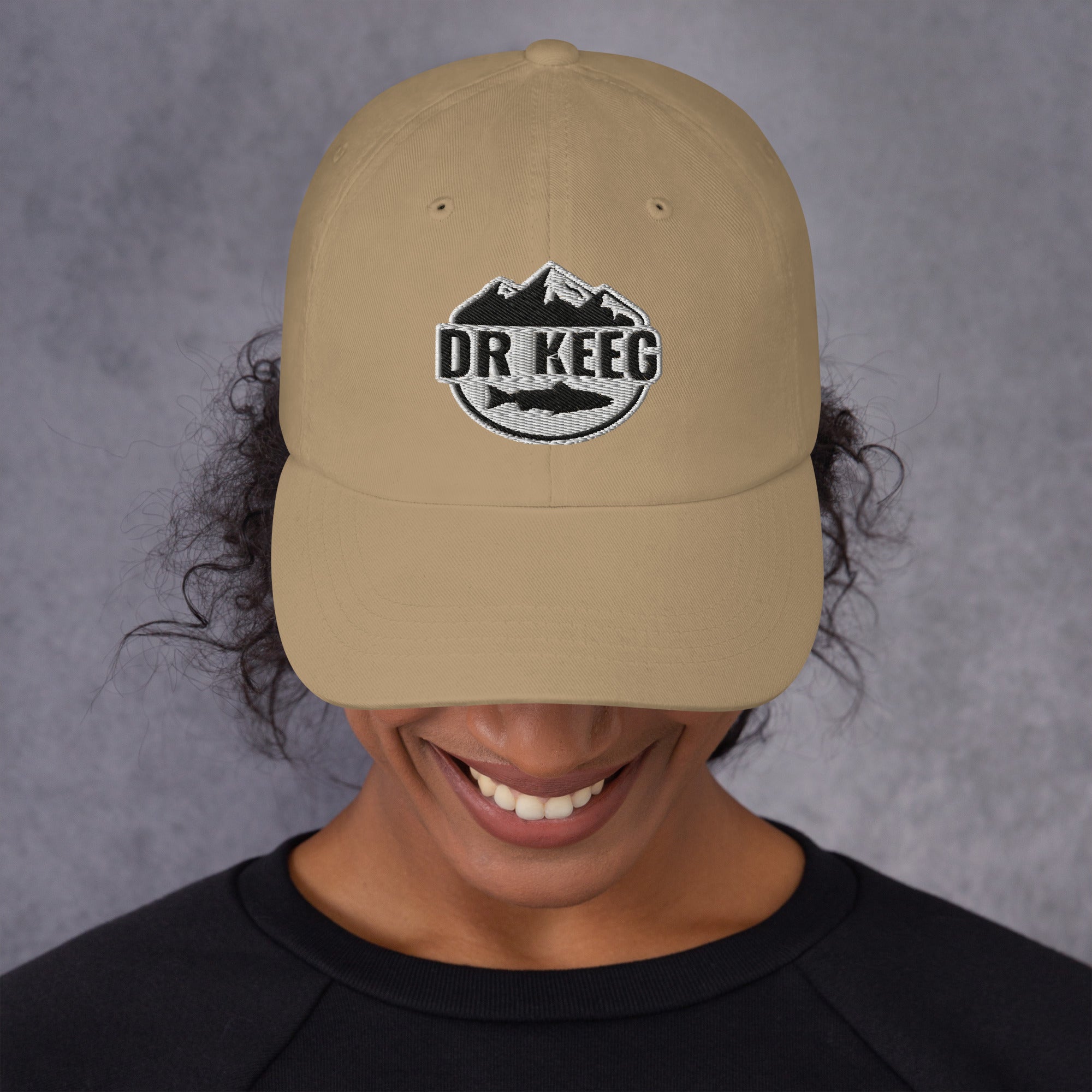 Dr Keeg baseball cap in khaki, front view