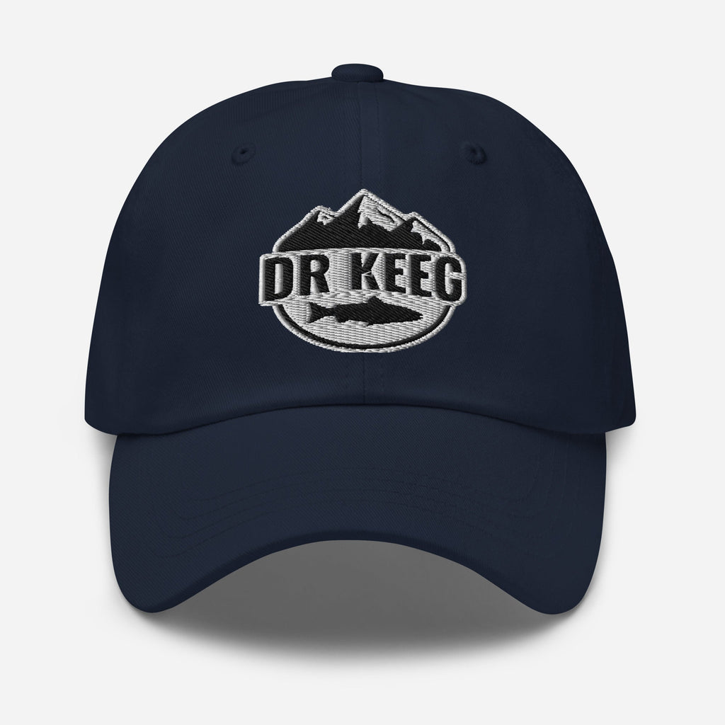 Dr Keeg baseball cap in navy, front view detail