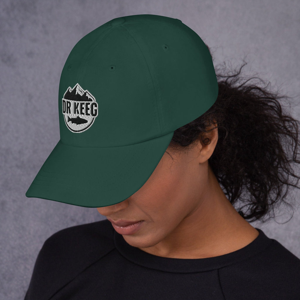 Dr Keeg baseball cap in spruce, left side view