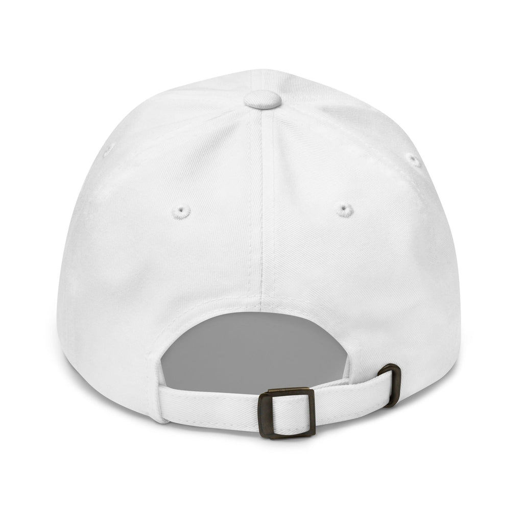 Dr Keeg baseball cap in white, back view