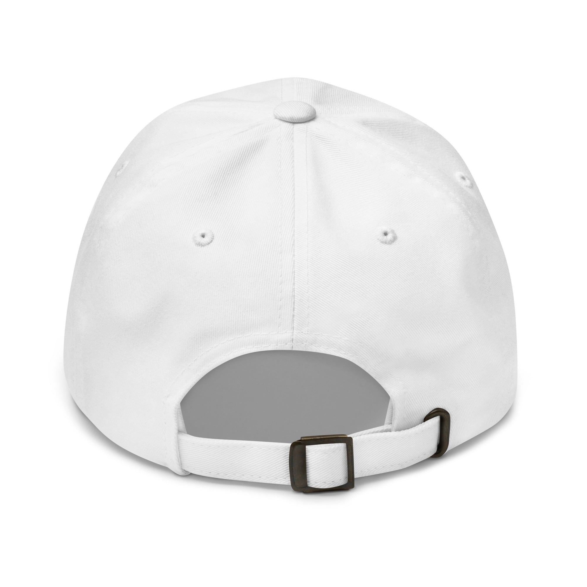 Dr Keeg baseball cap in white, back view