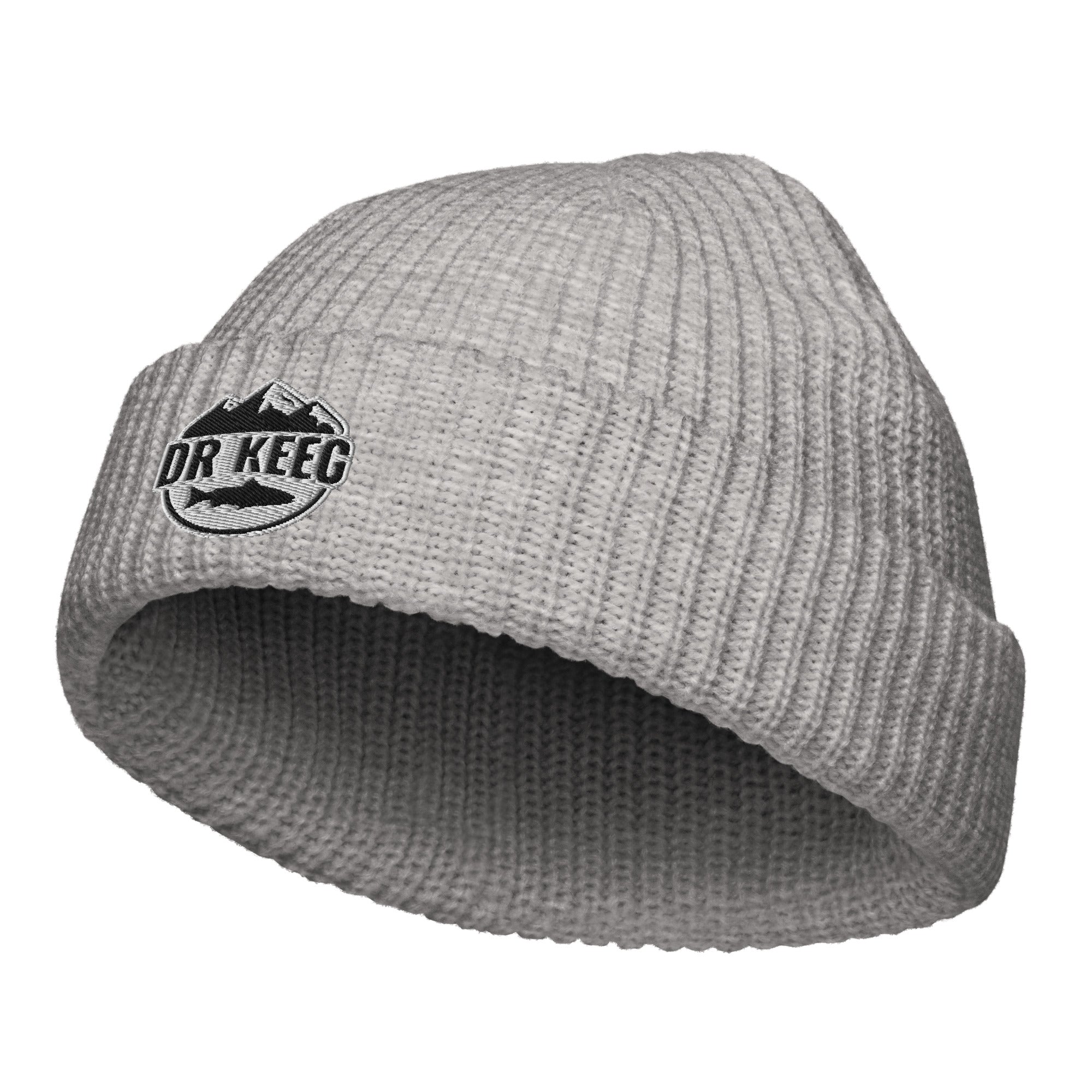 Dr Keeg fisherman beanie in athletic heather, front view