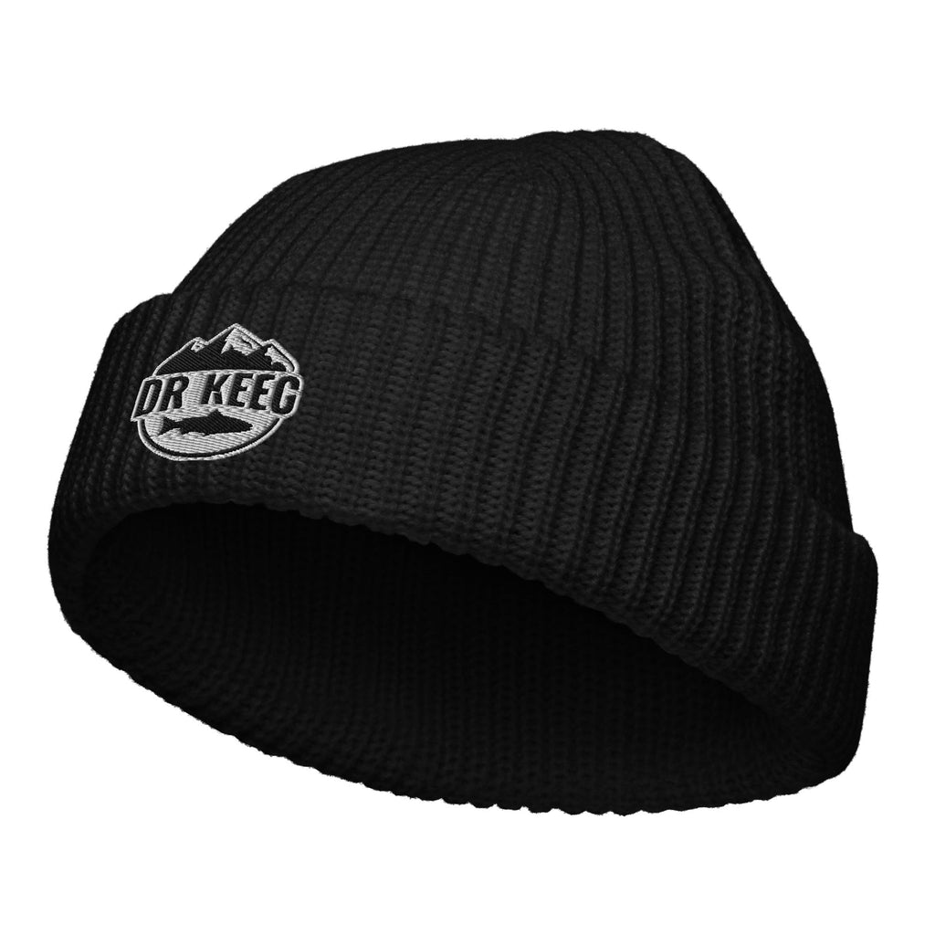 Dr Keeg fisherman beanie in black, front view