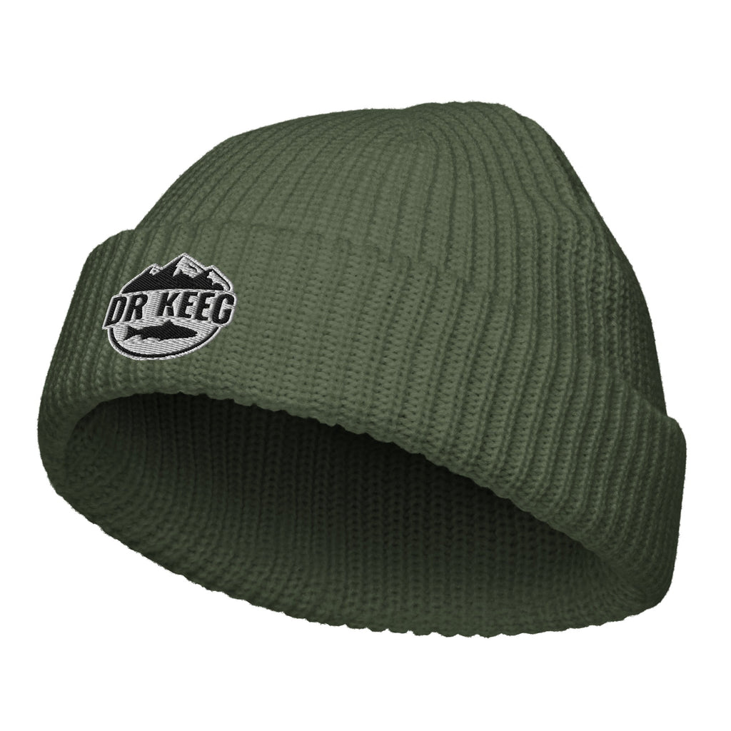 Dr Keeg fisherman beanie in cypress, front view