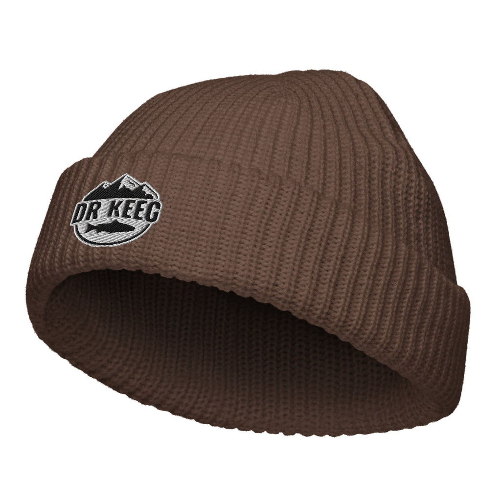 Dr Keeg fisherman beanie in walnut, front view
