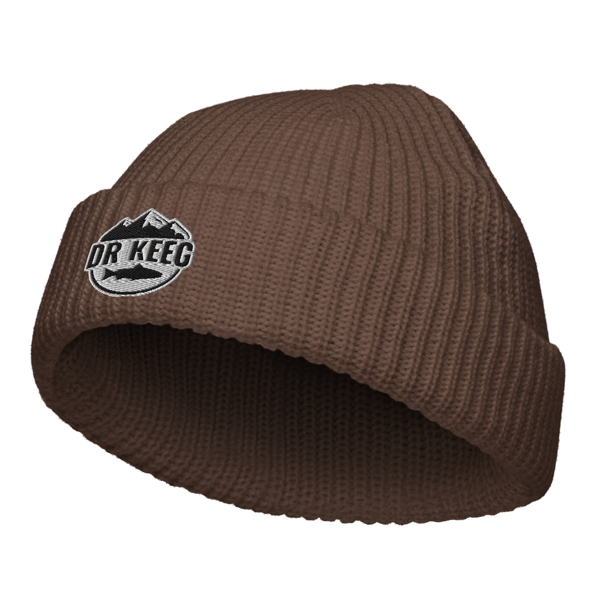 Dr Keeg fisherman beanie in walnut, front view