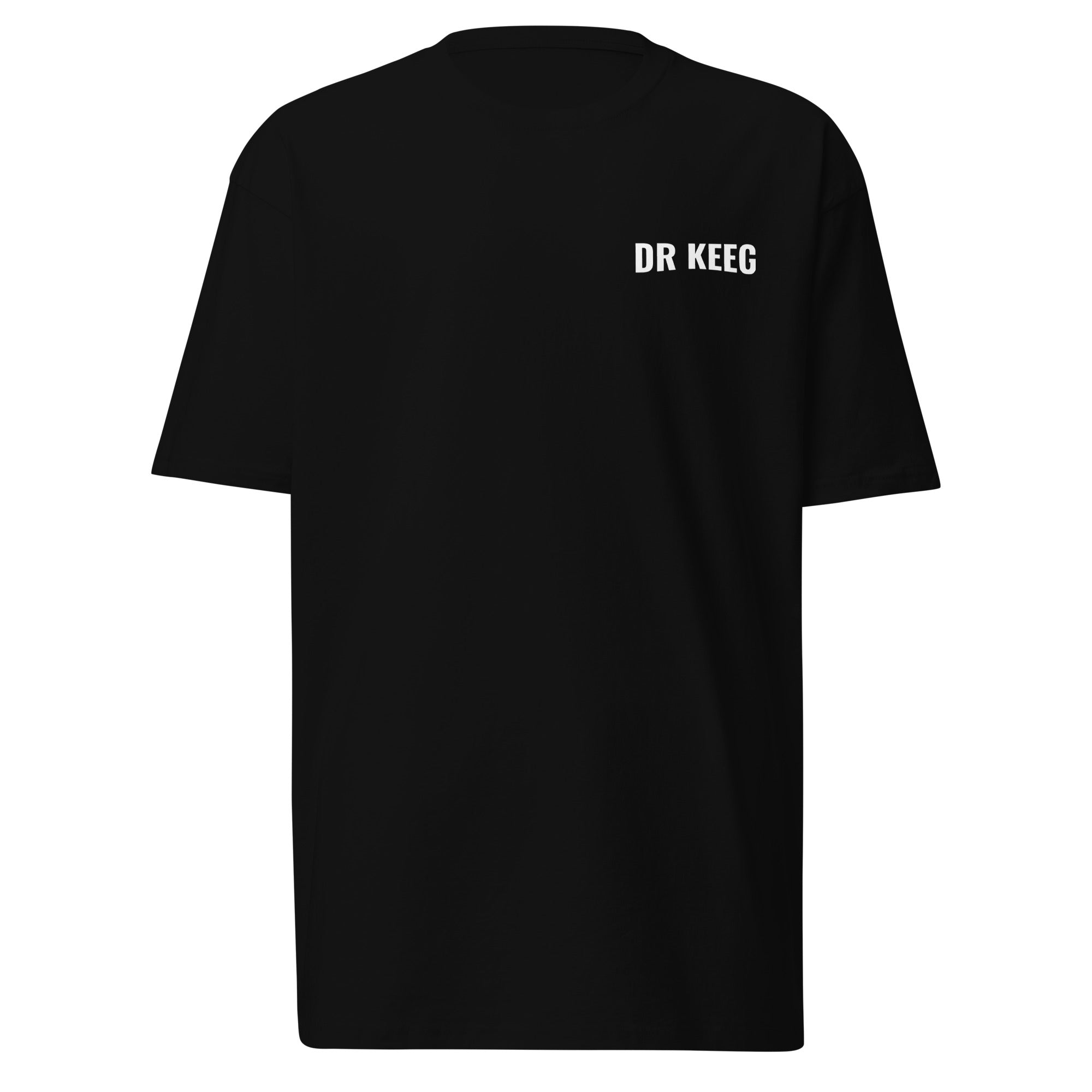 Dr Keeg heavyweight tee in black, front view