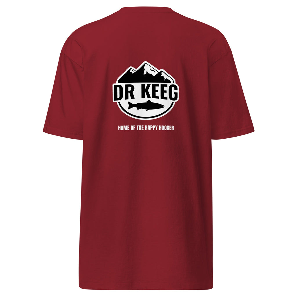 Dr Keeg heavyweight tee in brick red, back view