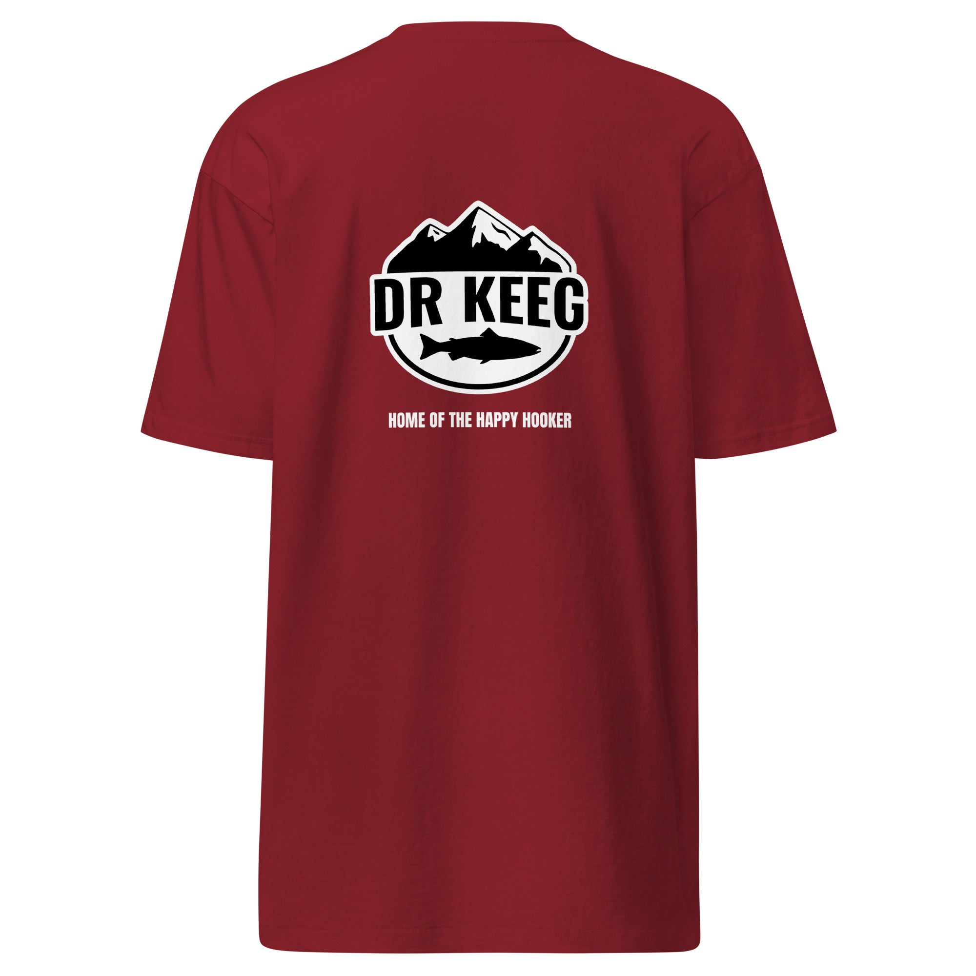 Dr Keeg heavyweight tee in brick red, back view