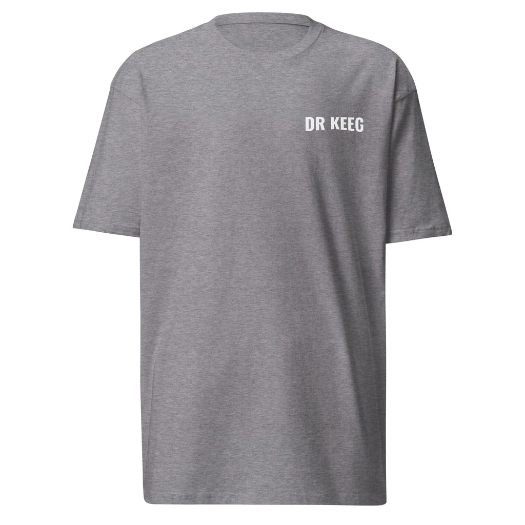 Dr Keeg heavyweight tee in carbon grey, front view