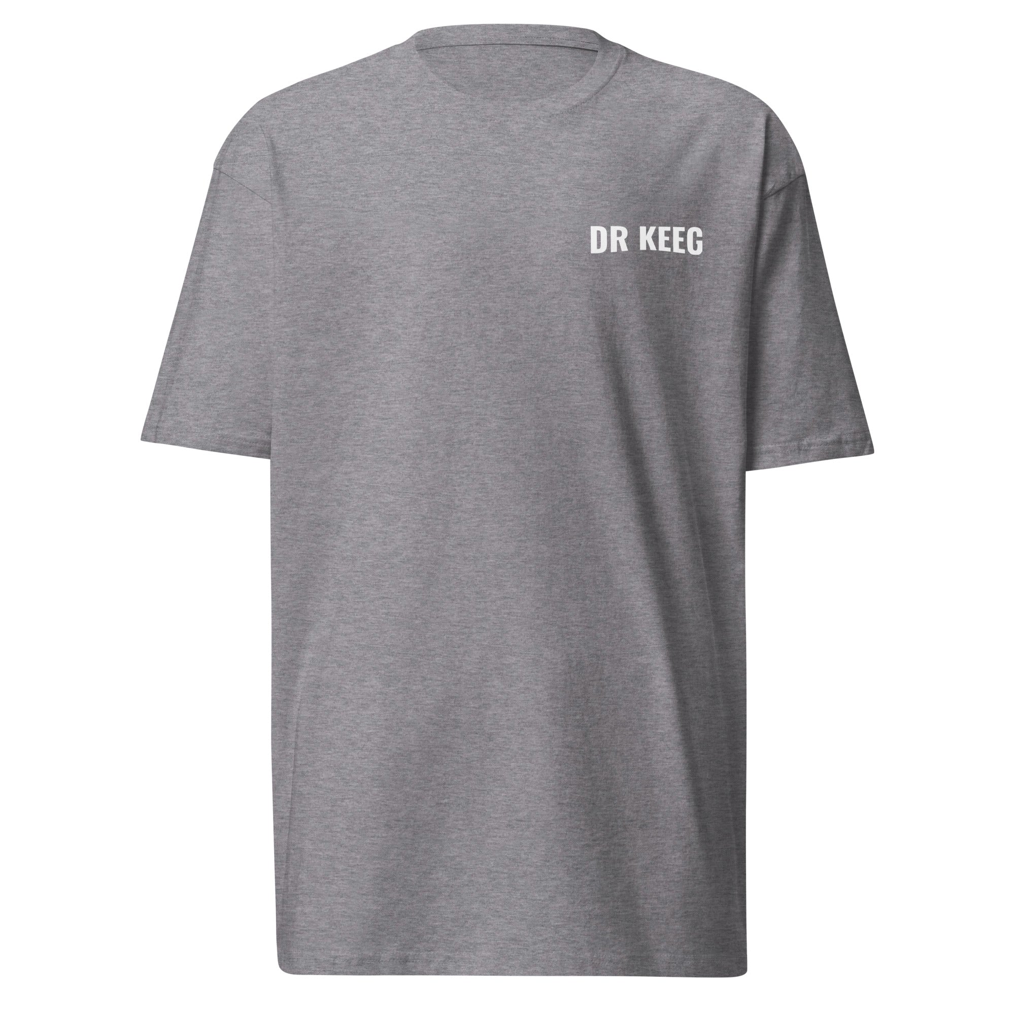 Dr Keeg heavyweight tee in carbon grey, front view