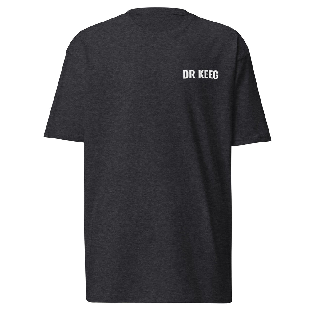 Dr Keeg heavyweight tee in charcoal heather, front view