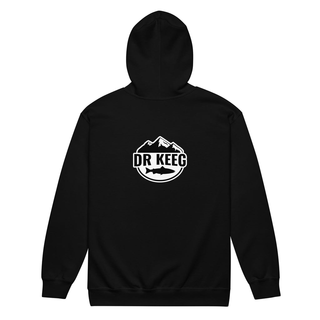 Dr Keeg Premium Zip Hoodie in black, back view