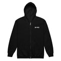 Dr Keeg Premium Zip Hoodie in black, front view, fleece-lined fly fishing layer
