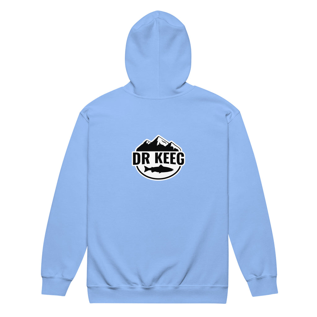 Dr Keeg Premium Zip Hoodie in Carolina blue, back view