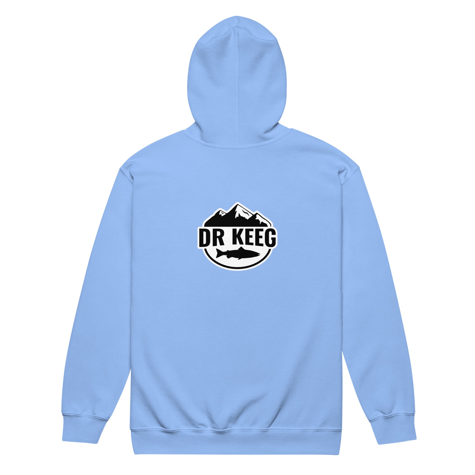 Dr Keeg Premium Zip Hoodie in Carolina blue, back view