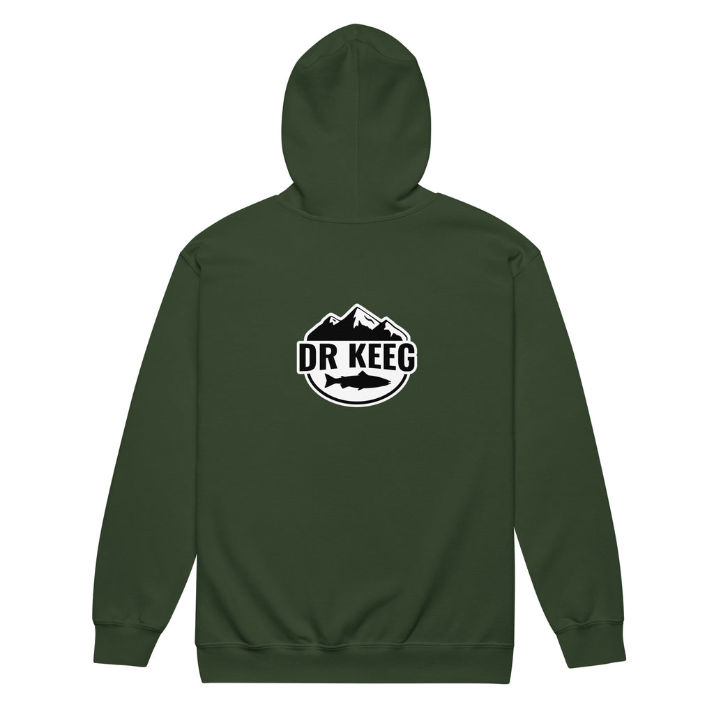 Dr Keeg Premium Zip Hoodie in forest green, back view