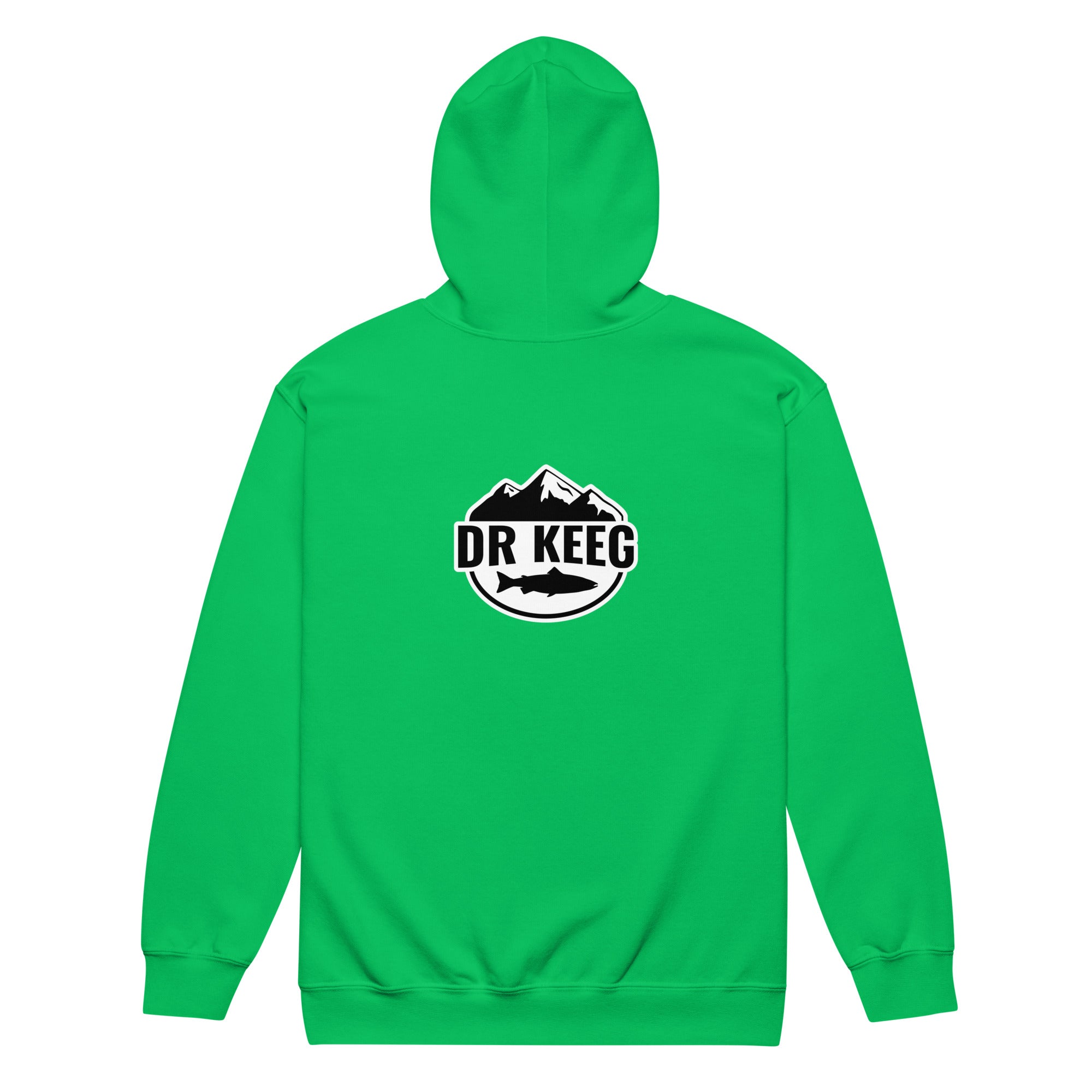 Dr Keeg Premium Zip Hoodie in Irish green, back view