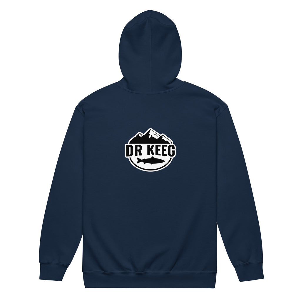 Dr Keeg Premium Zip Hoodie in navy, back view