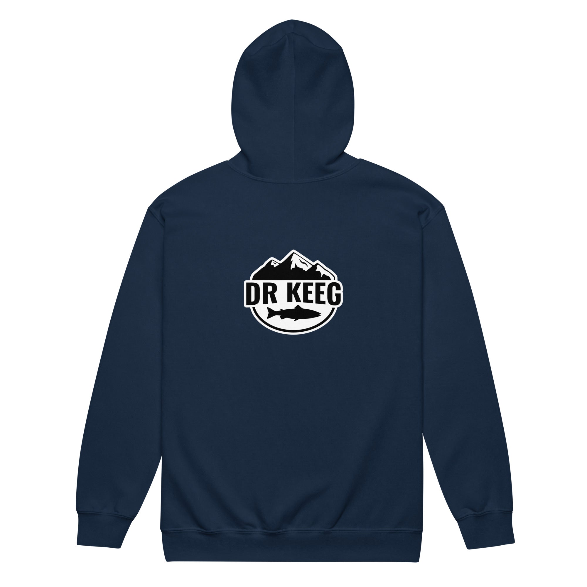 Dr Keeg Premium Zip Hoodie in navy, back view