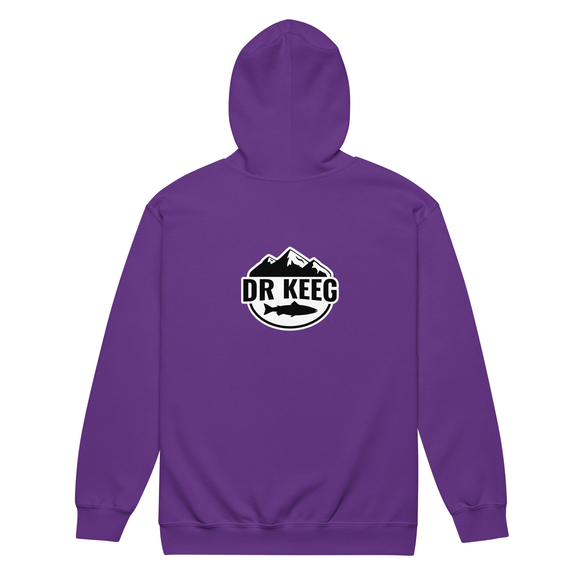 Dr Keeg Premium Zip Hoodie in purple, back view