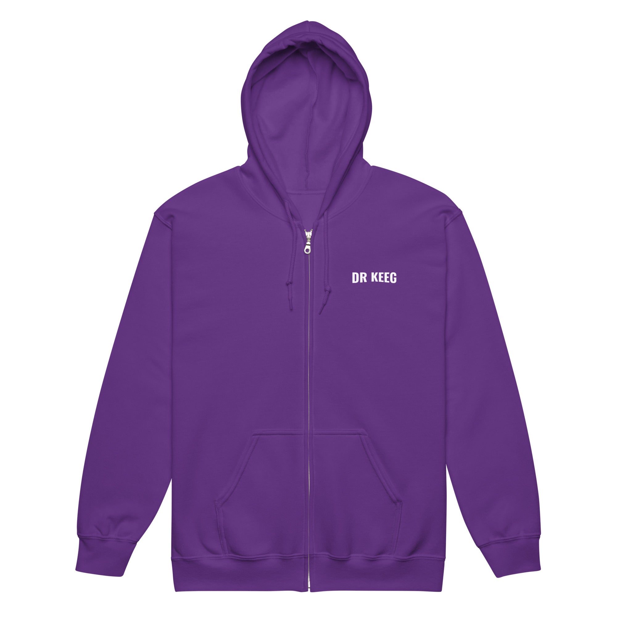 Dr Keeg Premium Zip Hoodie in purple, front view
