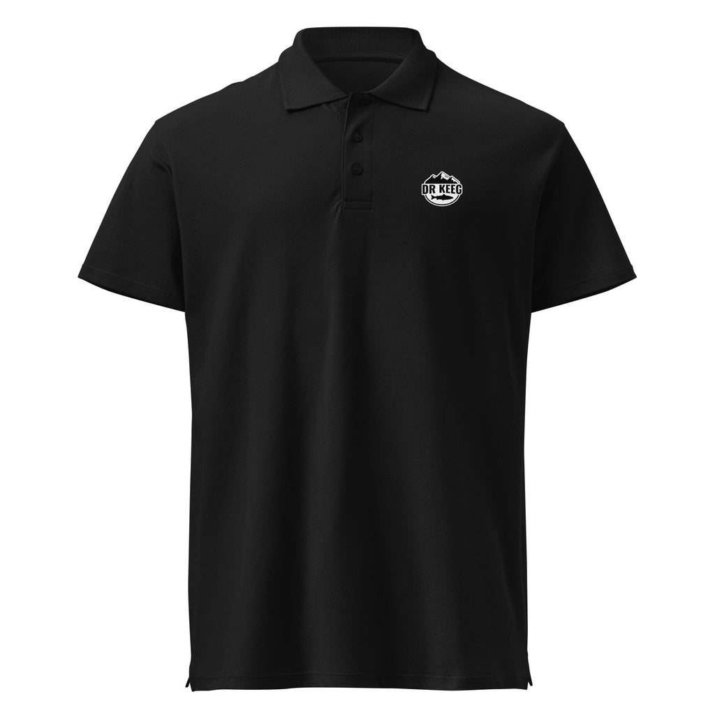 Dr Keeg premium field polo in black, front view