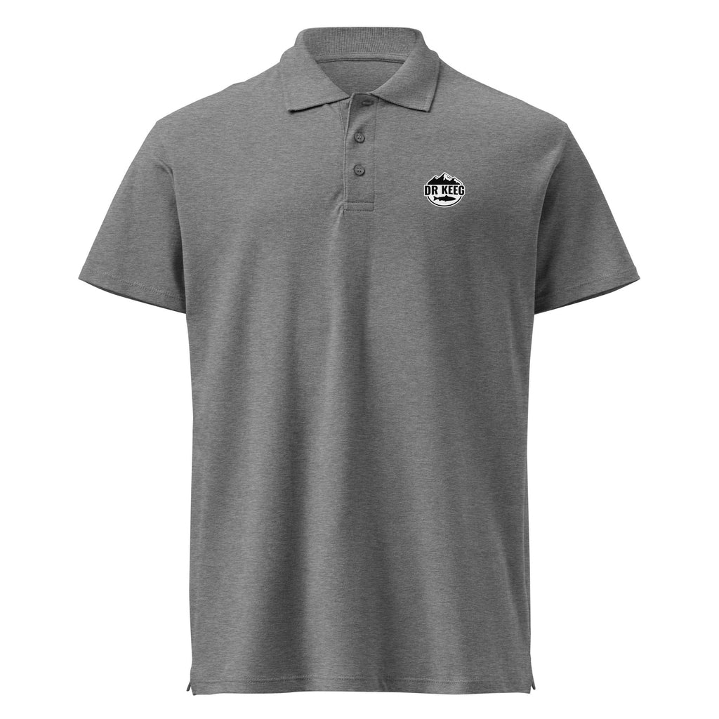 Dr Keeg premium field polo in grey melange, front view