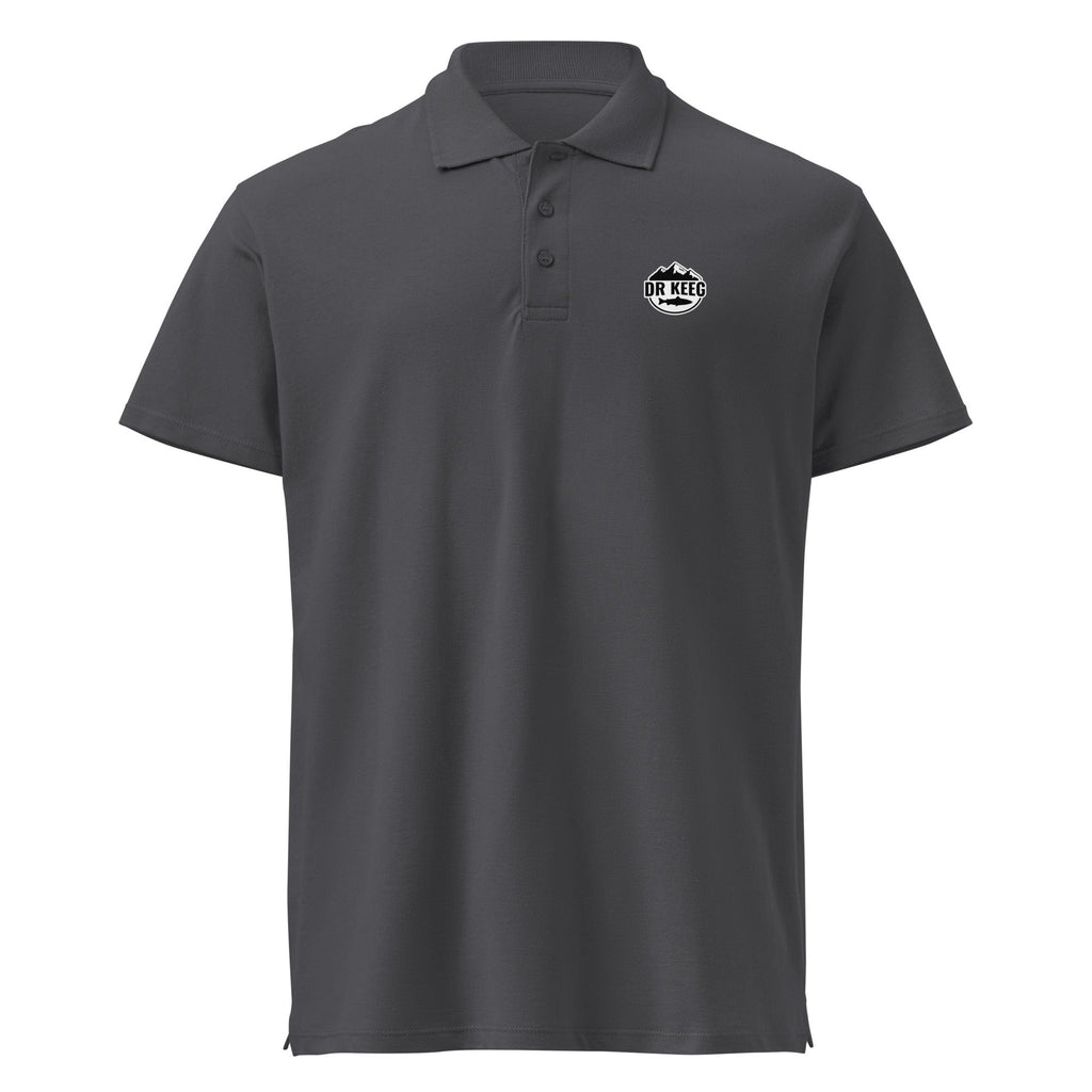Dr Keeg premium field polo in mouse grey, front view