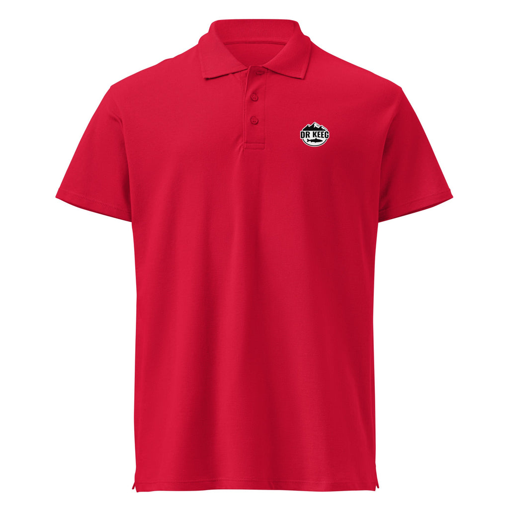 Dr Keeg premium field polo in red, front view