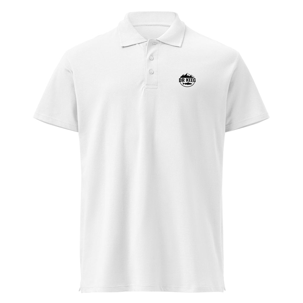Dr Keeg premium field polo in white, front view