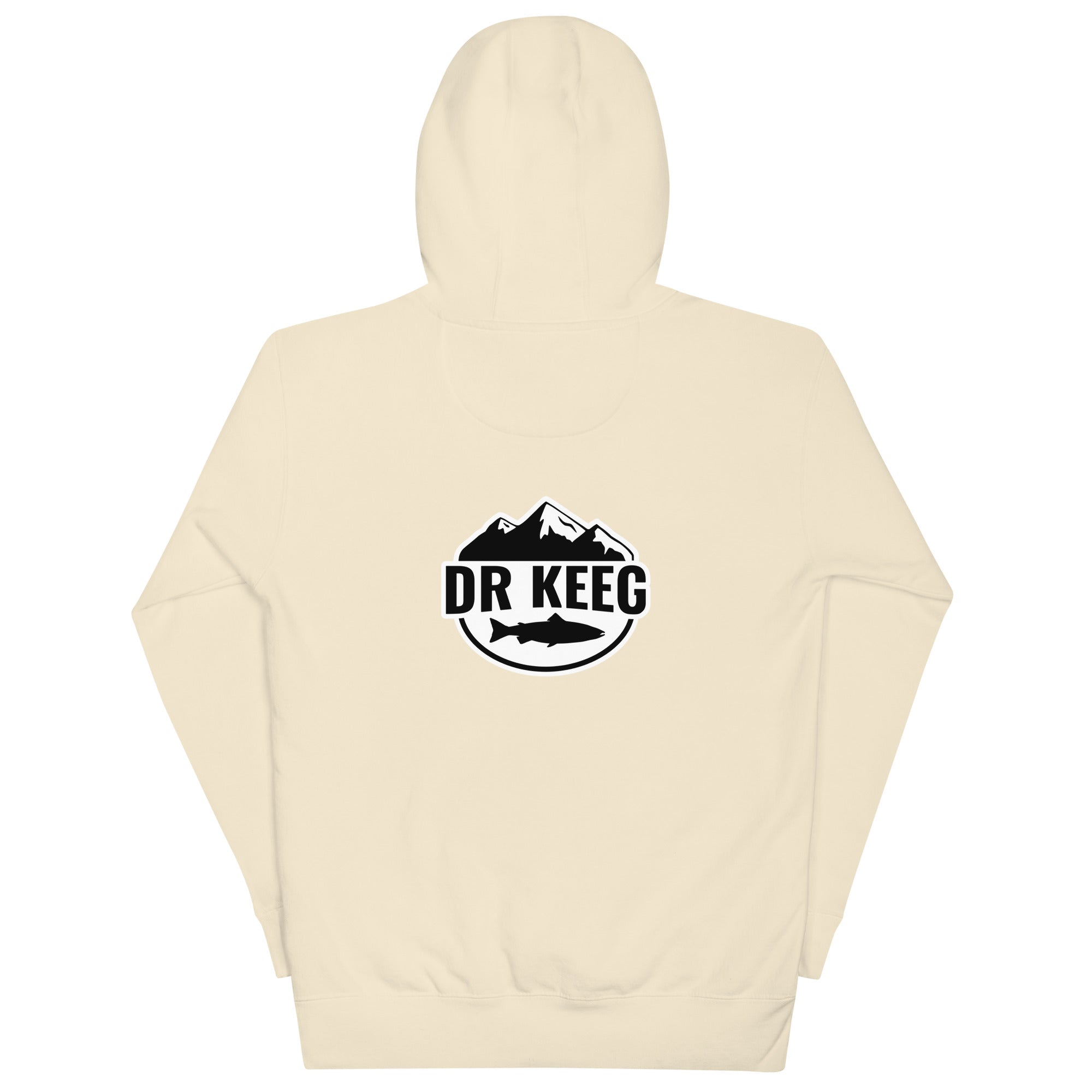Dr Keeg premium hoodie in bone, back view