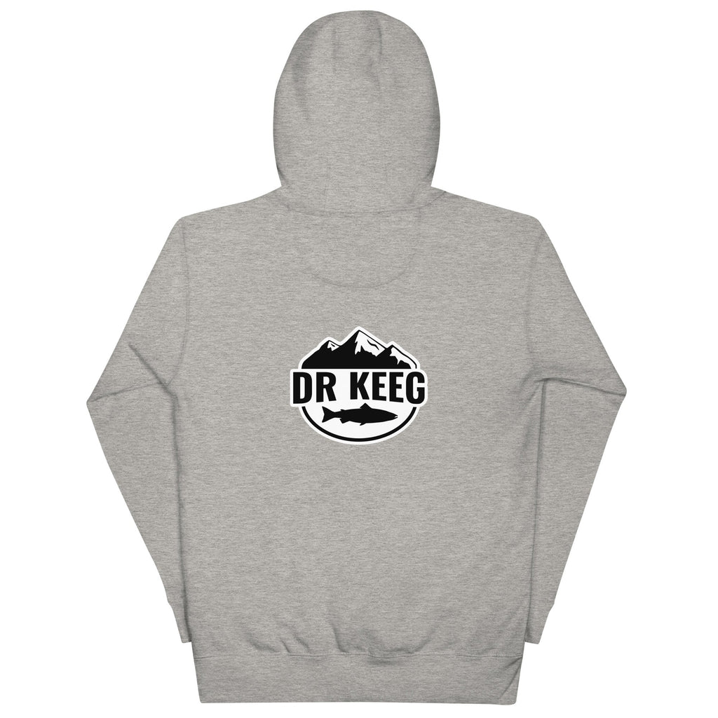 Dr Keeg premium hoodie in carbon grey, back view