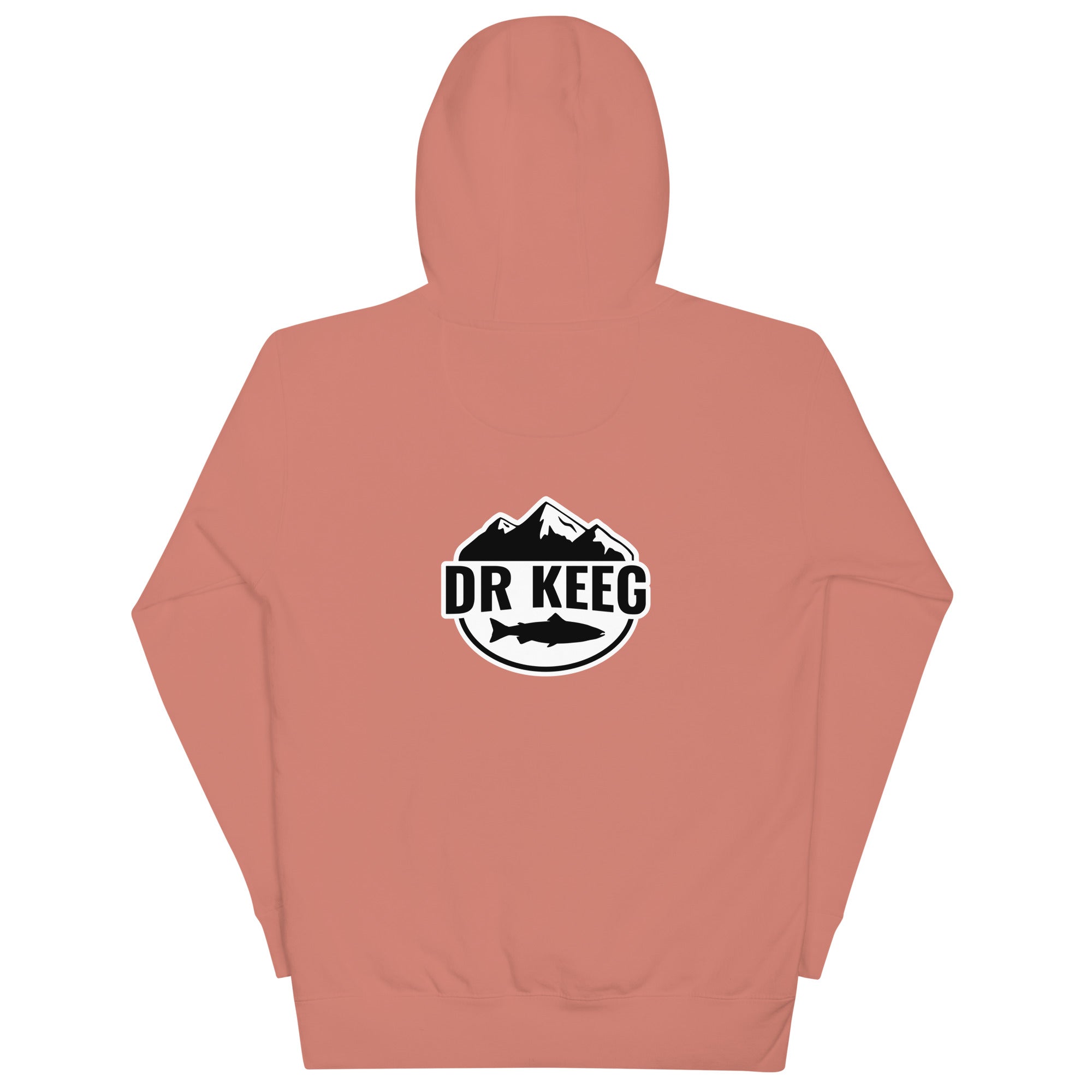 Dr Keeg premium hoodie in dusty rose, back view