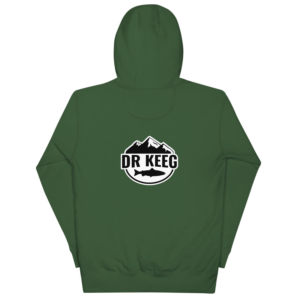 Dr Keeg premium hoodie in forest green, back view