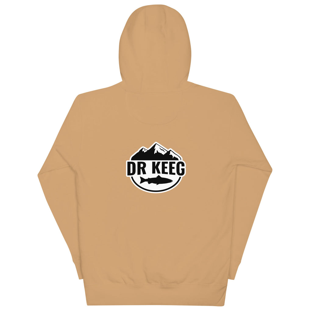 Dr Keeg premium hoodie in khaki, back view