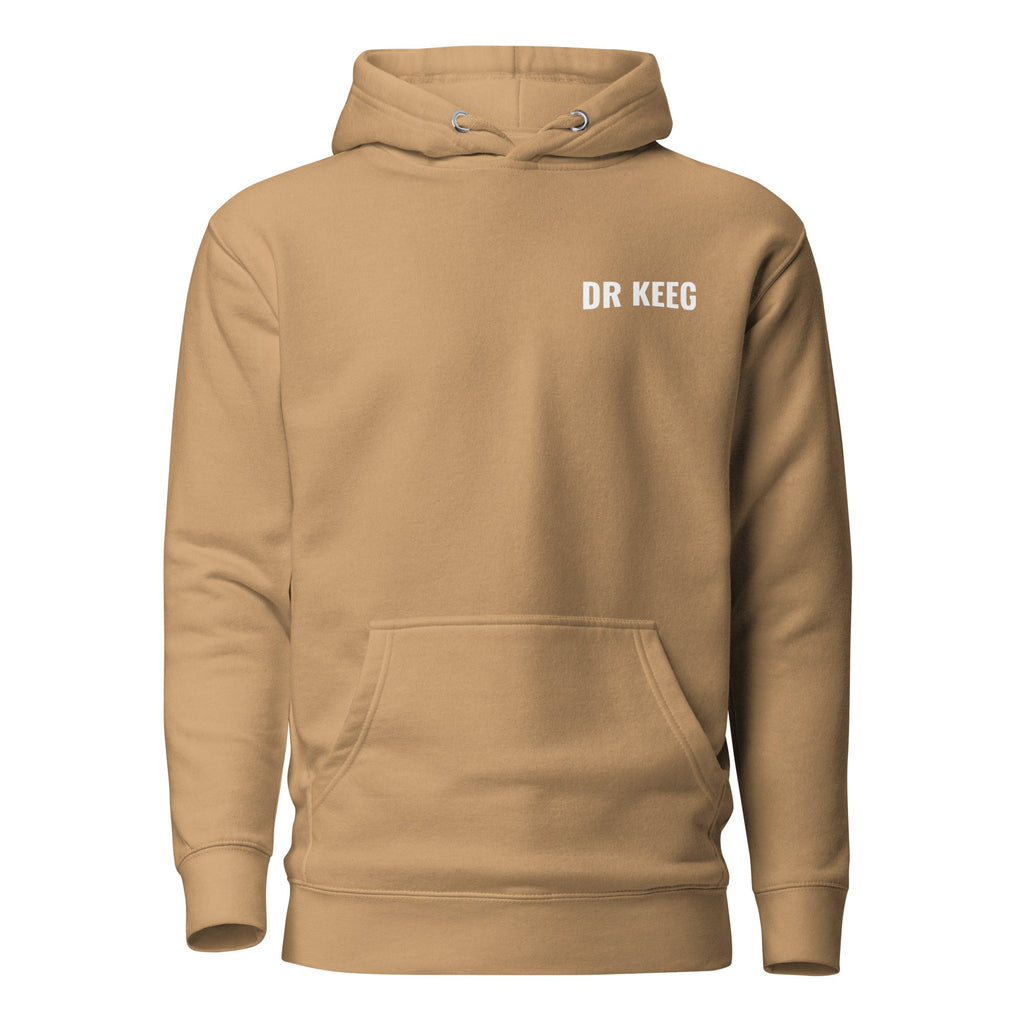 Dr Keeg premium hoodie in khaki, front view