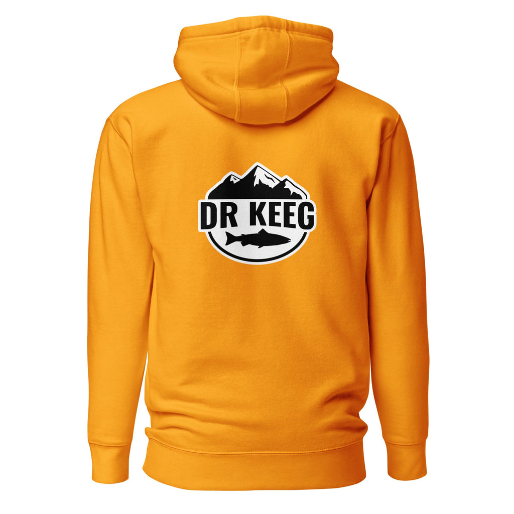 Dr Keeg premium hoodie in team gold, back view