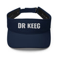 Dr Keeg navy low-profile fishing visor, front view with white embroidered logo